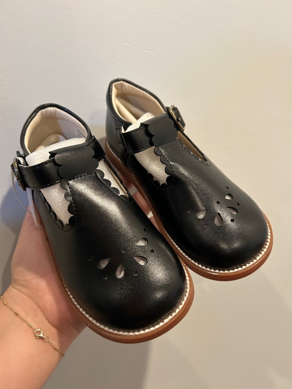 Girls Black T-Strap Floral Cutout Dress Shoes - Picture 3 of 6